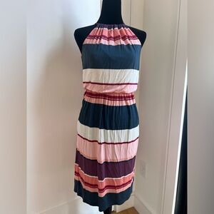 Ann Taylor multicolored pleated ruffled midi sundress